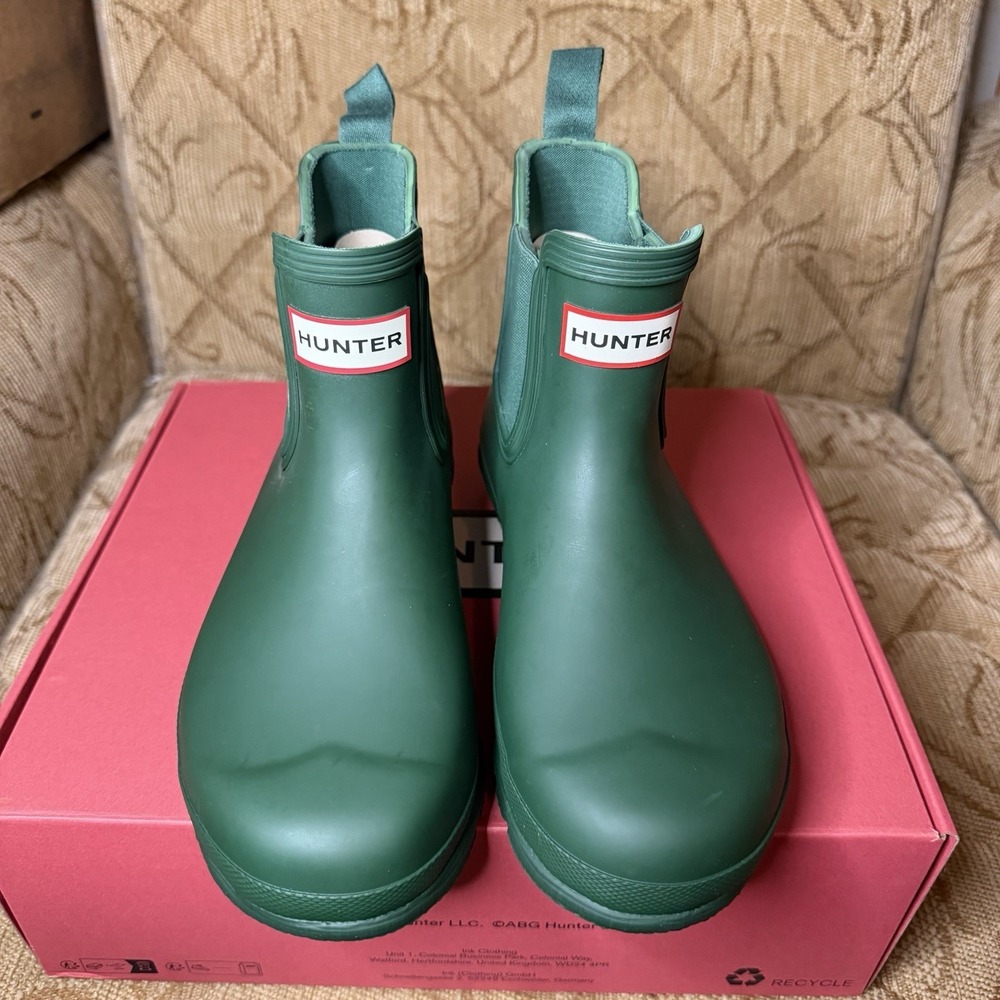 Hunter Original Chelsea Rain Green Boots Women's Waterproof Comfort Size 7 - Picture 5 of 9